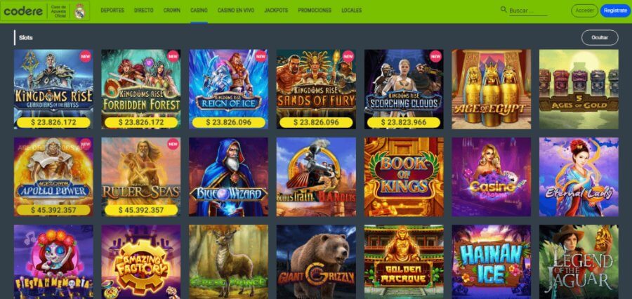 Catálogo de juegos Codere Casino