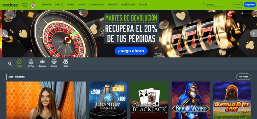 Registro en Codere Casino