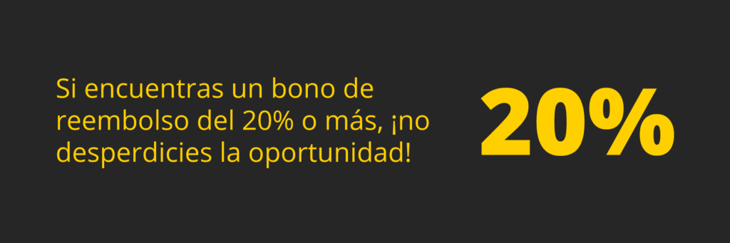 bono cashback 20% casino online