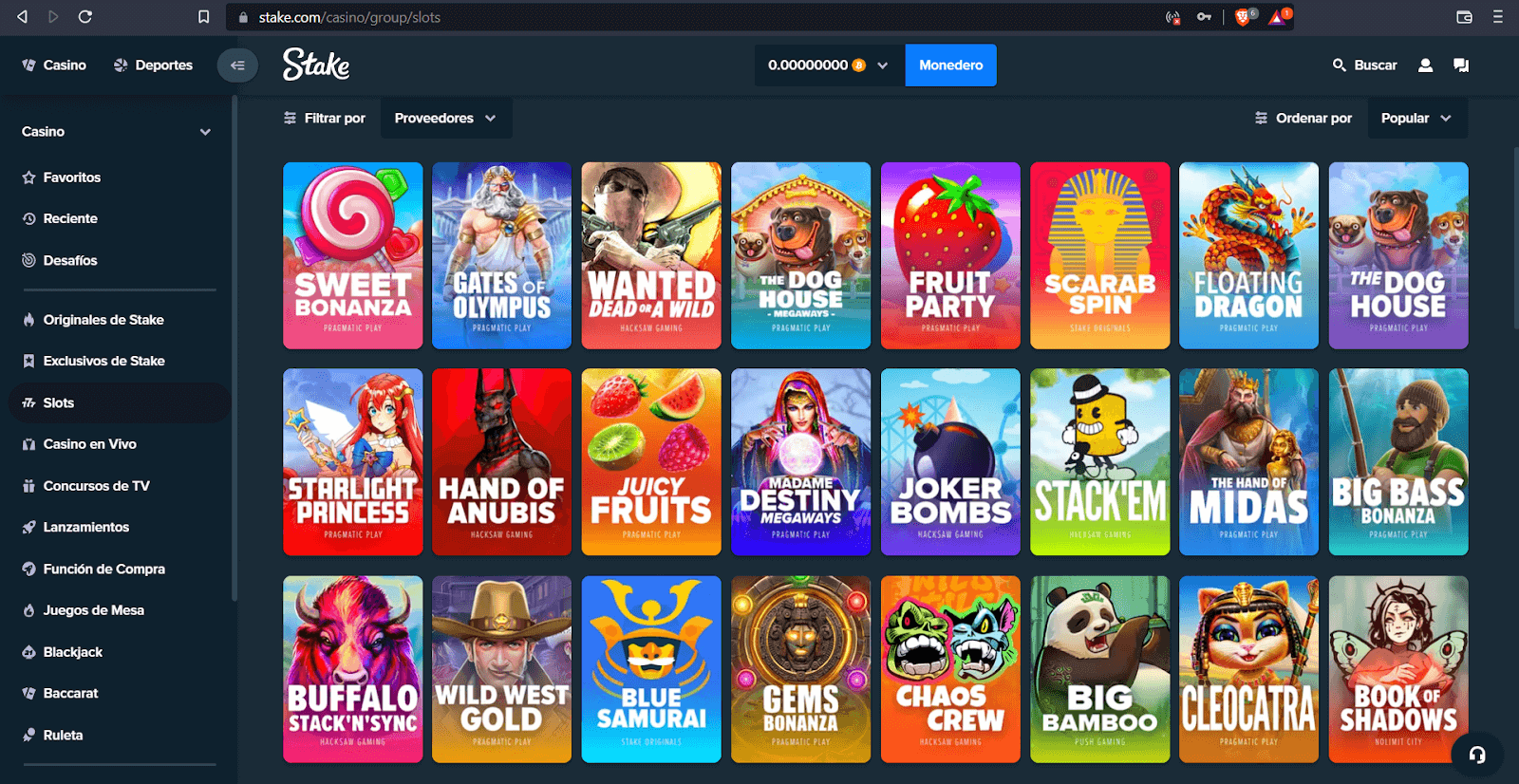 catálogo stake casino