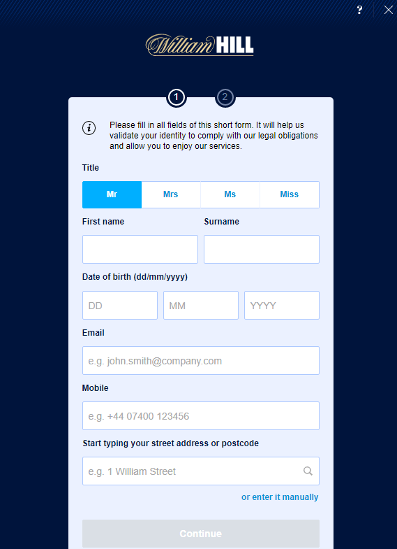 Registro William Hill