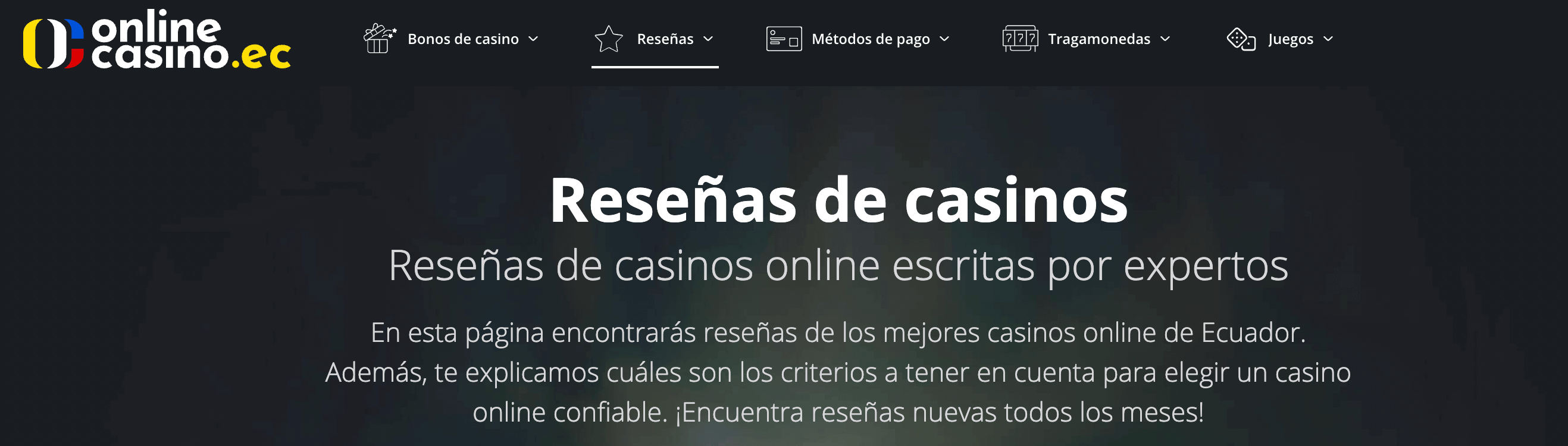 reseñas de casino en OnlineCasino.ec
