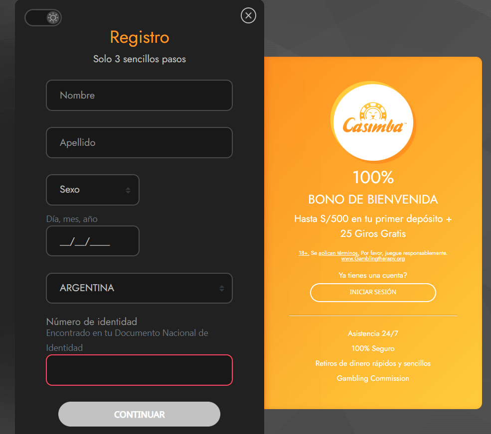 Registro Casimba Casino