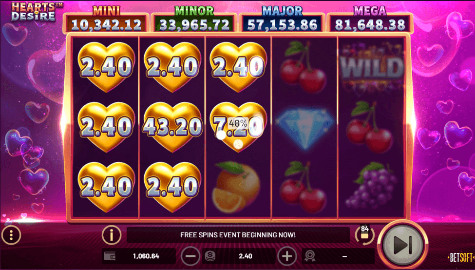 Heart’s Desire slot jackpot