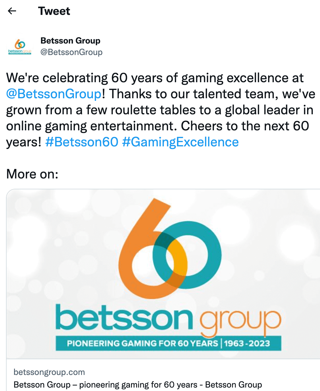 Betsson 60 aniversario